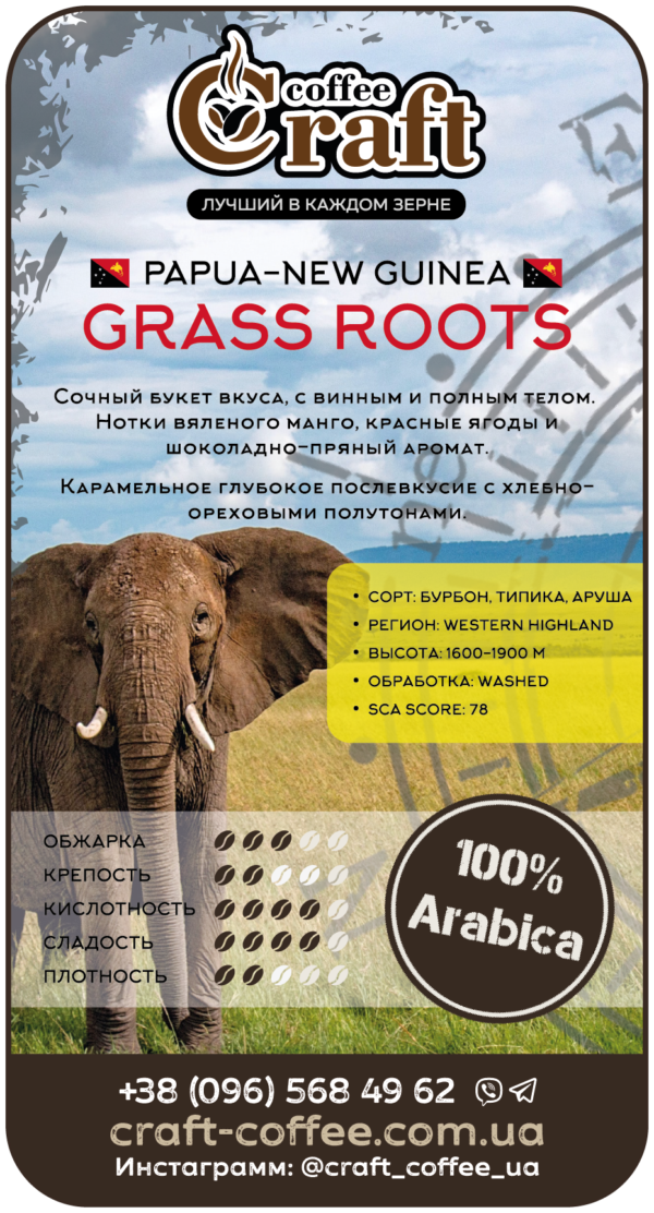 Кофе в зёрнах Papua-New Guinea Grass Roots